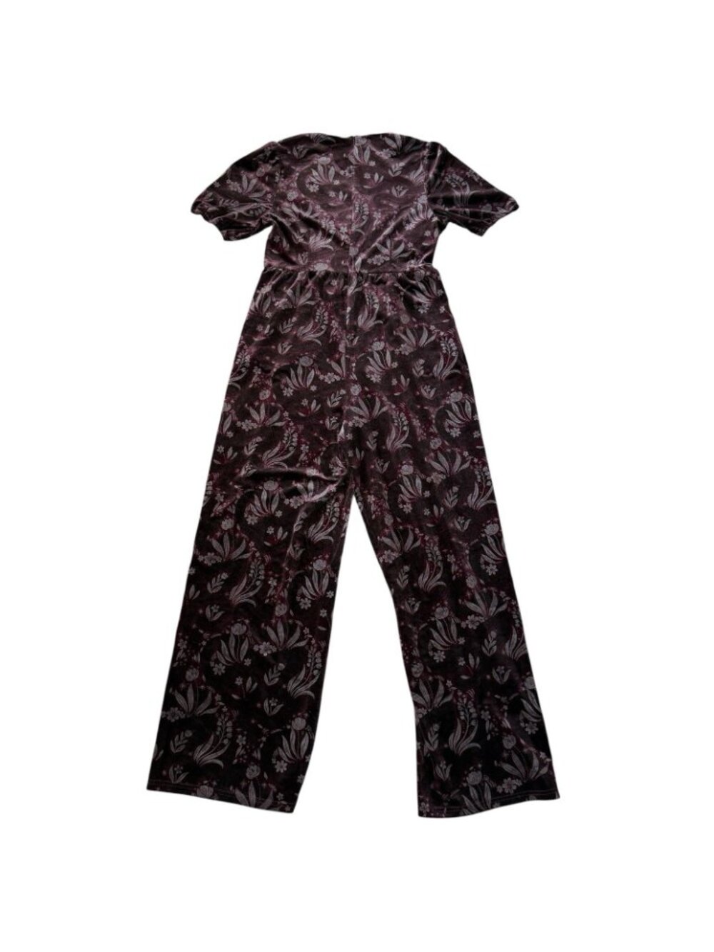 DISTURBIA VELOUR JUMPSUIT SNAKE FOIL FLORAL PRINT SIZE 8 WHIMSIGOTH POCKETS - Picture 2 of 12